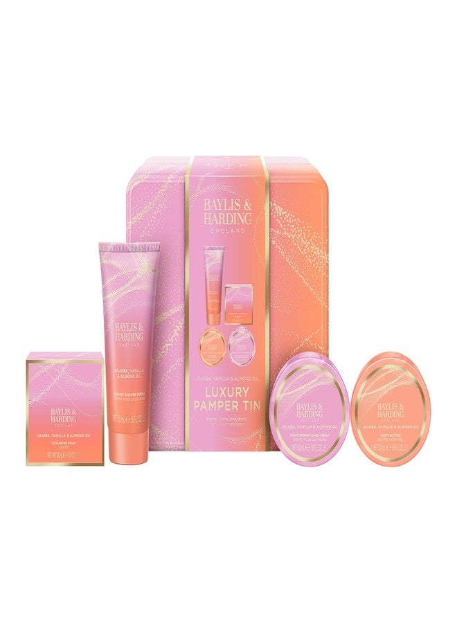 Baylis & Harding Jojoba, Vanilla & Almond Oil Luxury Pamper Tin Gift Set - Vegan Friendly - Image 1